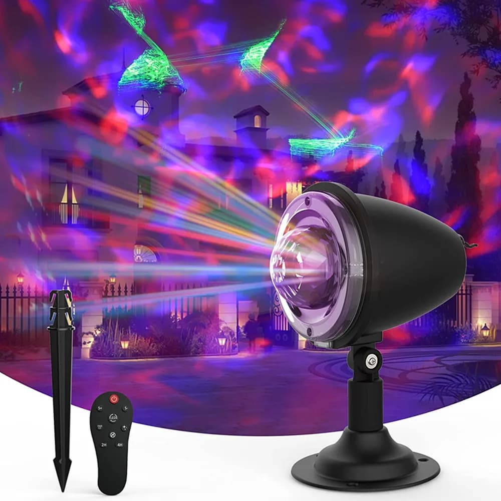 Proiettore a LED 2 in 1, faretto per le vacanze Aurora Laser a onde d'acqua all'aperto, proiettore impermeabile per il giardino della festa di natale