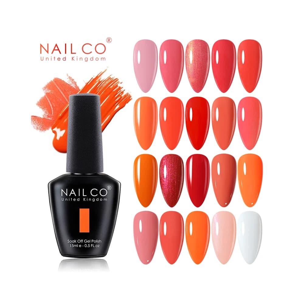 NAILCO 15ml Arancione Rosso Rosa Colori Serie Gellak Design Lacca Gel Vernici Salone Gel Smalto per unghie Nail Art Set Manicure Ibrido