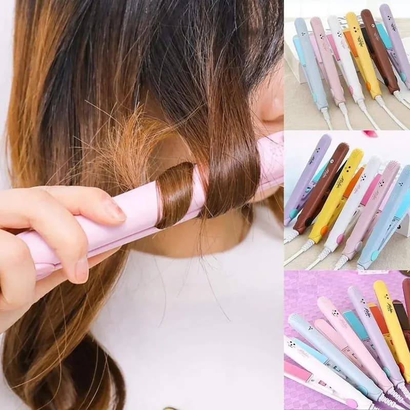 Hair Plate Iron 2 in 1 Mini Orange Hair Plate Iron Plate Beauty Flat Iron Hair Plate Heating Bigodino Ceramic Tormaline Plate