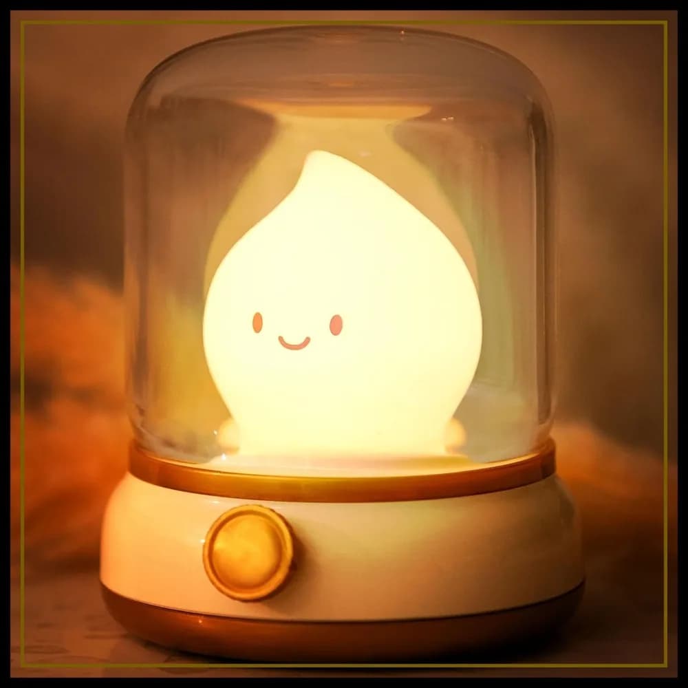 Candele LED Senza Fiamma, Stile Carino a Cherosene, Fiamma in Silicone, Luce Ambrata, Luce Notturna Dimmerabile Ricaricabile per Camerette dei Bambini