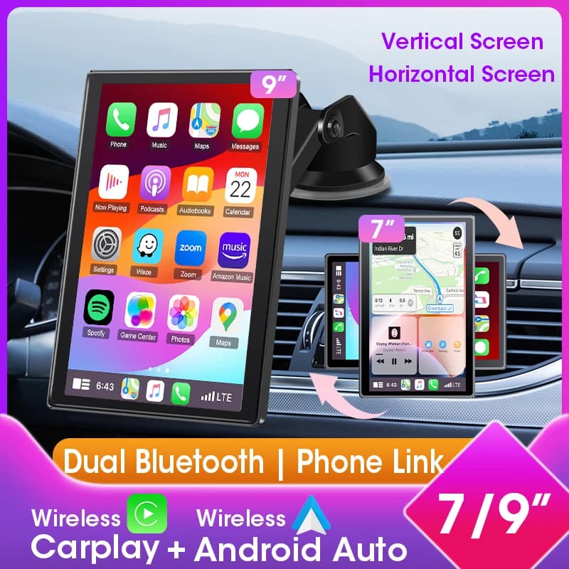 Carplay universale da 7 "/9" per schermo per auto, lettore video multimediale per autoradio con schermo verticale Android CarPlay, autoradio FM AUX