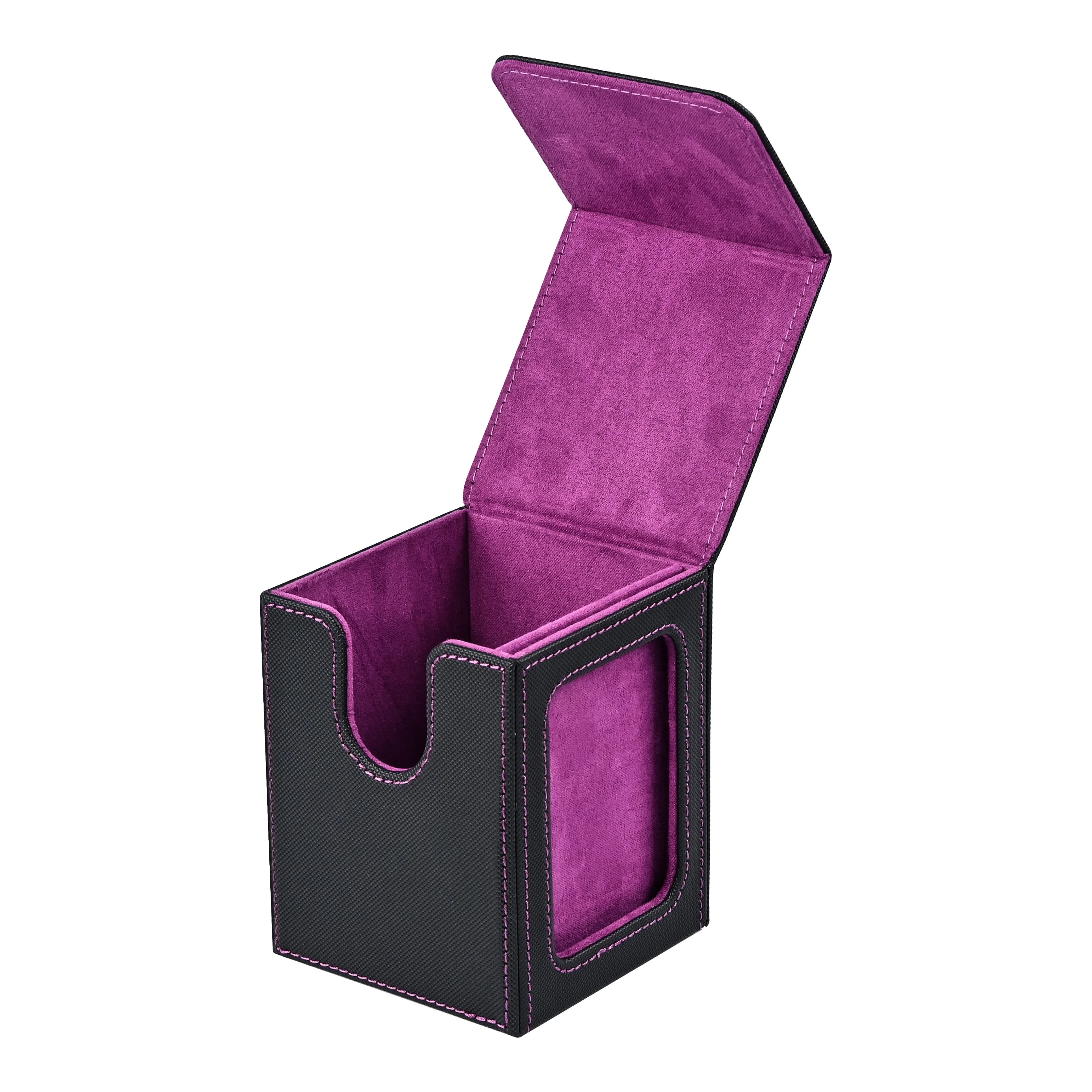 Card holder box with transparent window, can contain more than 120 single layer card cases, PU leather magnetic box.