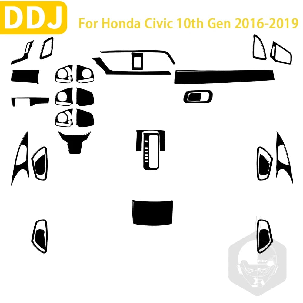 Per Honda Civic 10th Gen 2016 2017 2018 2019 accessori plastica nera interni auto volante porta ingranaggi prese d'aria Trim Sticker