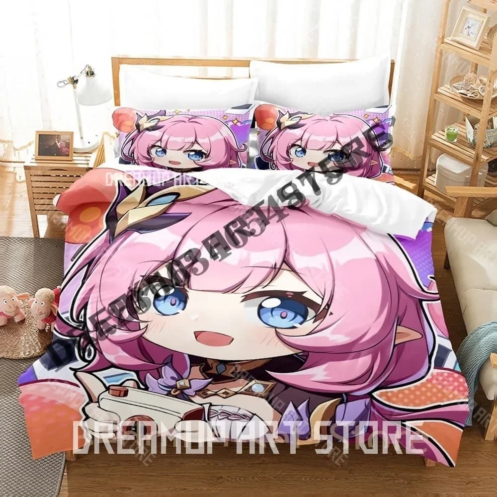 3D Print Elysia Honkai Impact 3rd Bed linen set Single Twin Full Queen King Size Set of Adult Bed Bed Cribs