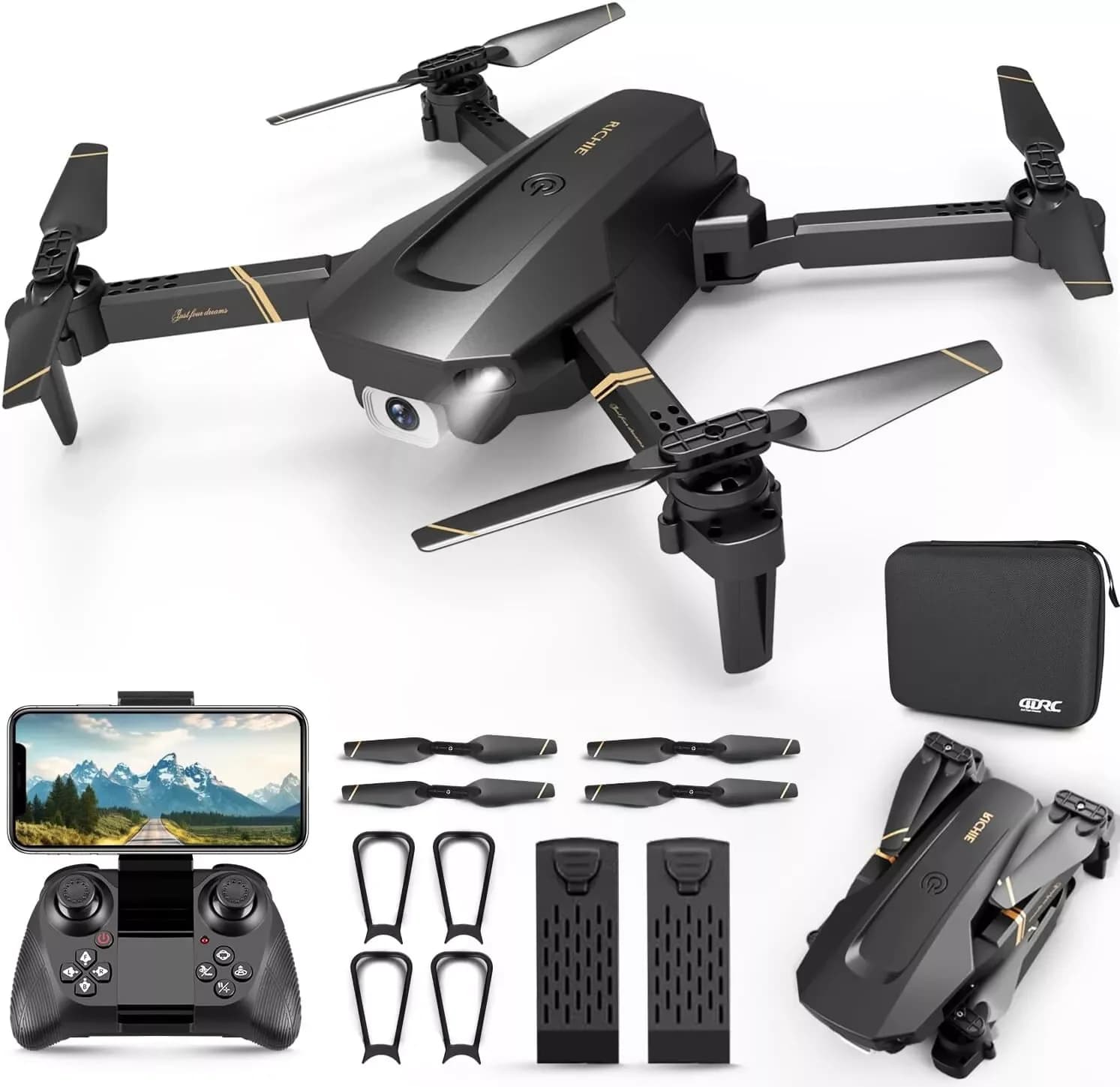 V4 Folding Mini Drone with Camera - Drone HD 1080P, 3 Batteries, Adult and Children's drones