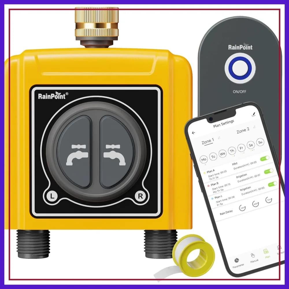 Timer WiFi per Irrigazione Giardino, Timer Intelligente con Hub, Controller Irrigazione a 2 Zone, Controllo Vocale Alexa, Solo 2.4GHz