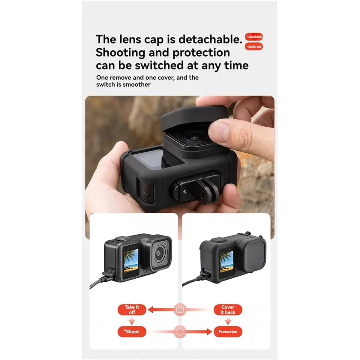 Silicone Case for Mission 1 with Lens Protector Cover and Battery Door Protective Camera Accessories Kit