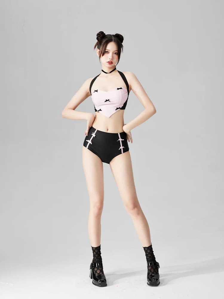 Nuovo Costume da Bagno Originale a Vita Alta Modellante e Valorizzante il Seno, Effetto Dopamina, Rosa Puro Desiderio, Due Pezzi per Donna