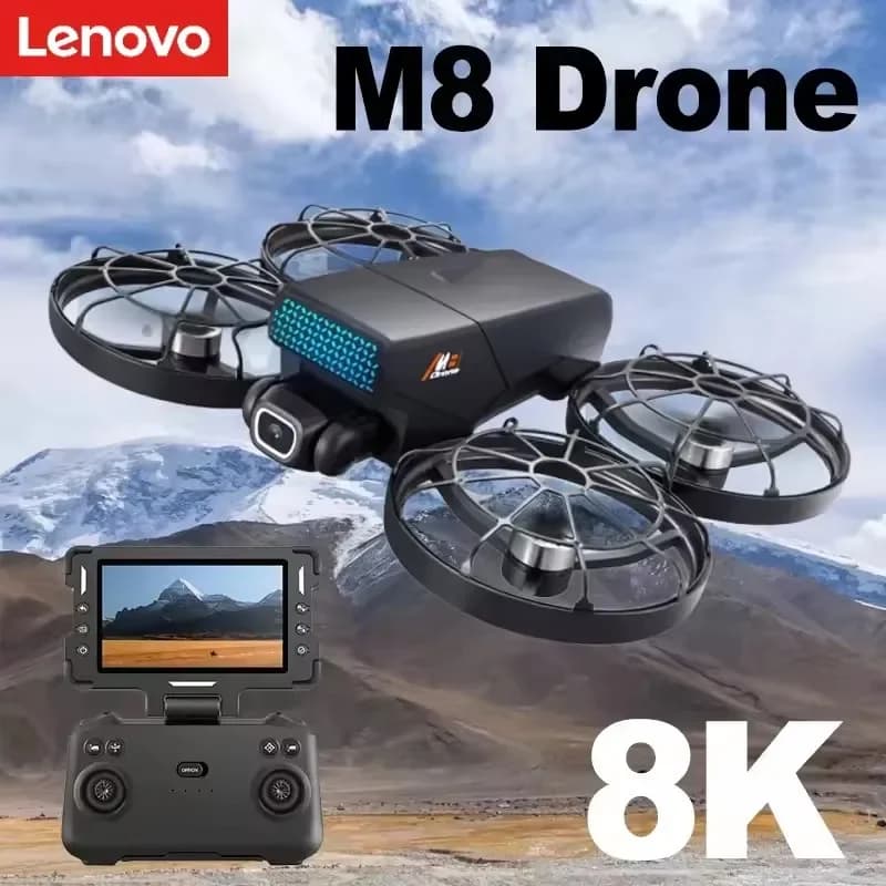 Lenovo M8 8K RC Foldable Drone with Screen, Brushless Motor, Professional HD Dual Camera, WIFI Obstacle Avoidance Quadcopter