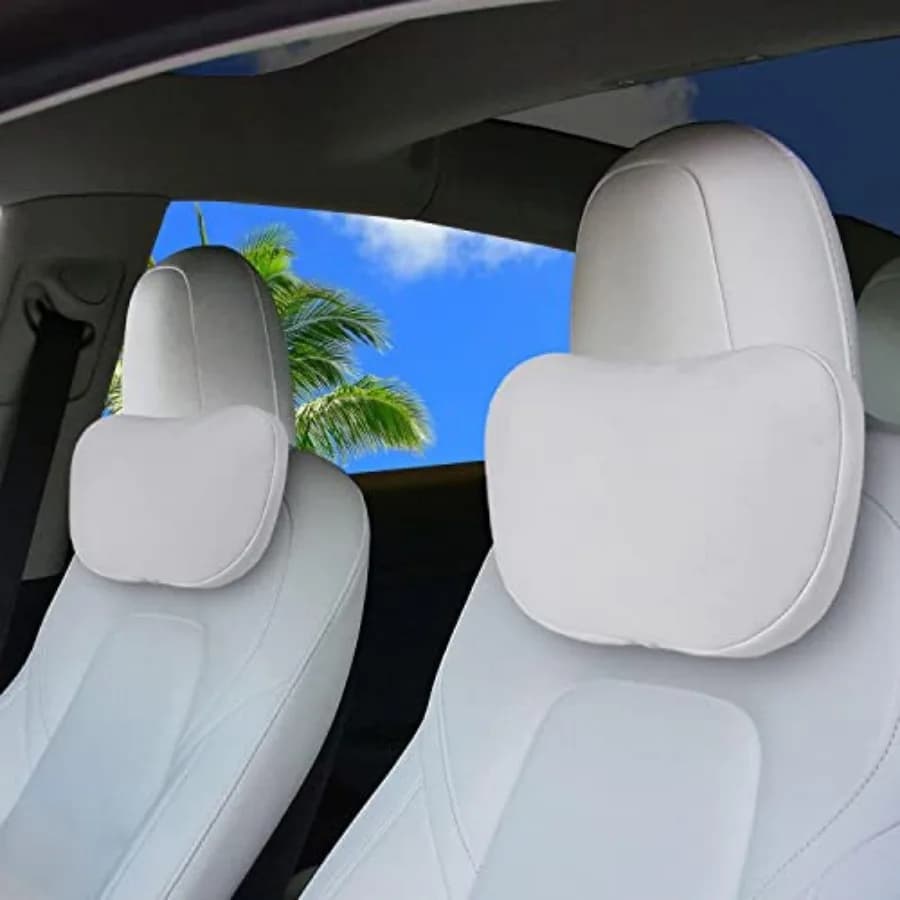 Set di 2 Cuscini Poggiatesta per Auto, Compatibili con Model 3, Model Y, S, X e Cybertruck, Accessori per Sedile Auto, Cuscino Poggiatesta e Collo
