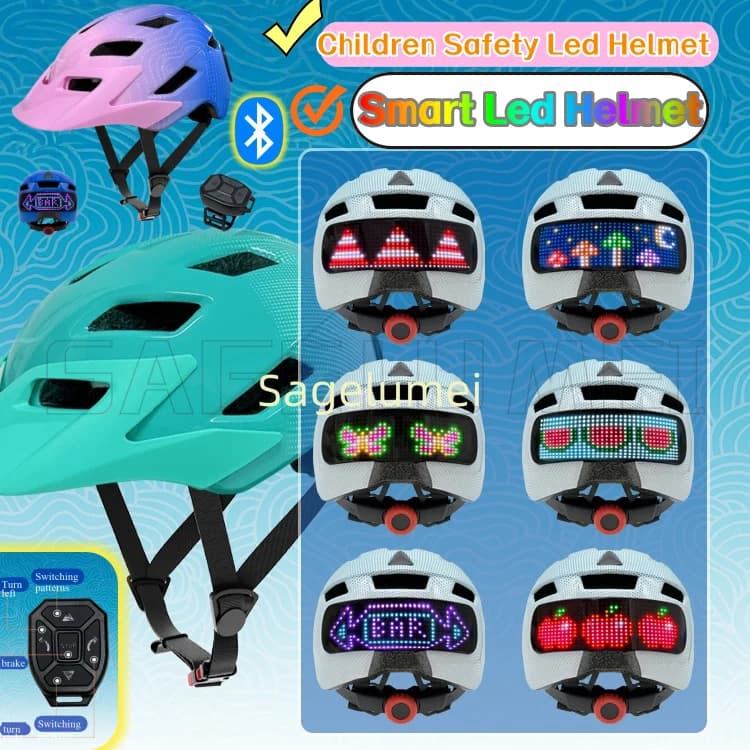 Smart APP LED DIY Balance Bike Helmet for Kids Whirlwinds for Kids Cycling Safety Cycling Helmet for Bicycle With Display