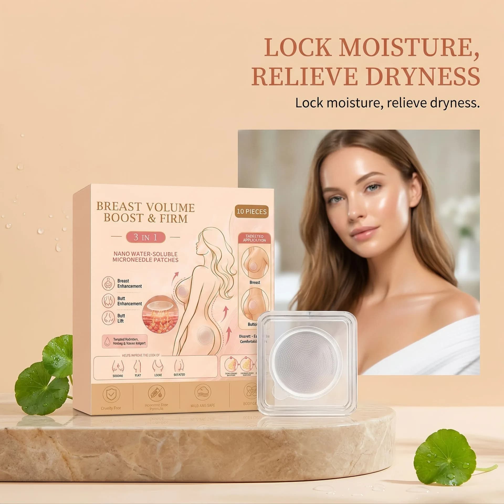 3‑in‑1 Nano Microneedle Patch Hyaluronic Acid Collagen Skin Patches Moisturizing Smoothing Body Care Patches for Breast Buttock