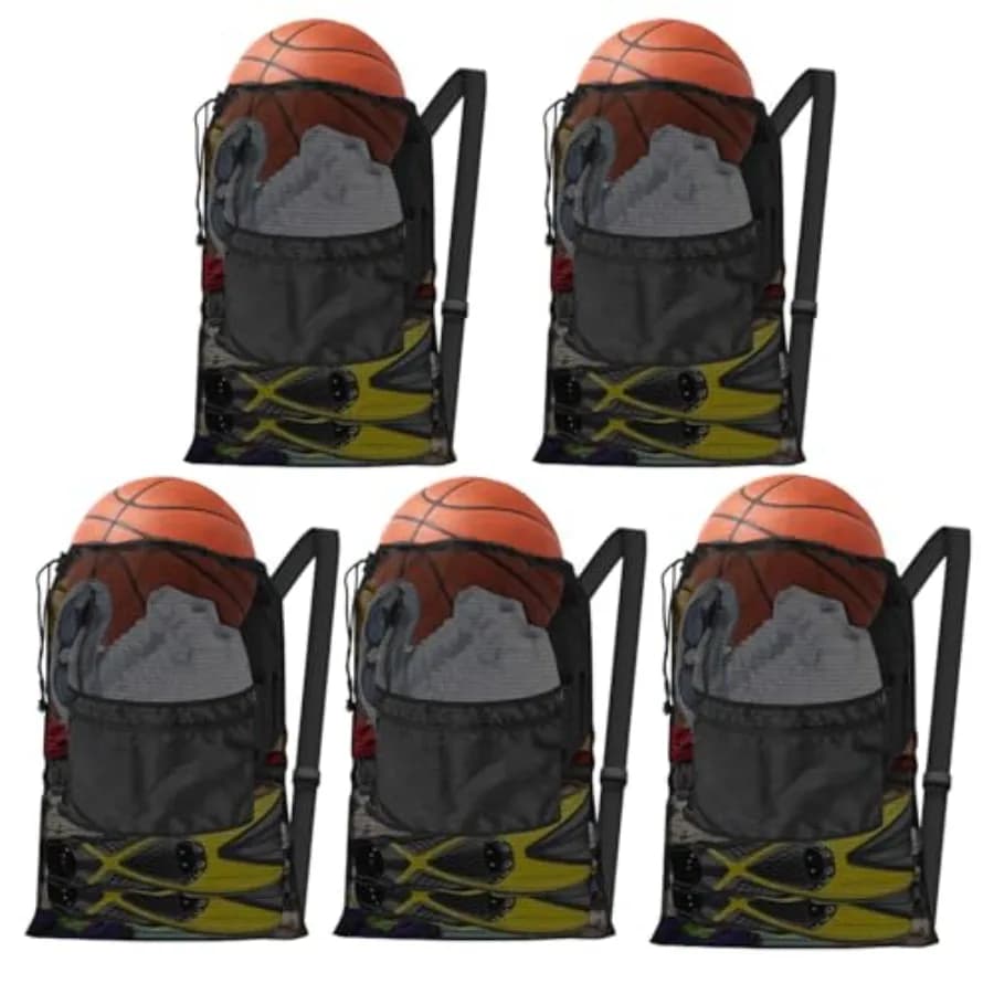 Borsa a Rete con Coulisse Resistente, Borsa Sportiva con Tasca per Attrezzature da Palestra, Nuoto, Yoga, Spiaggia, Lavanderia