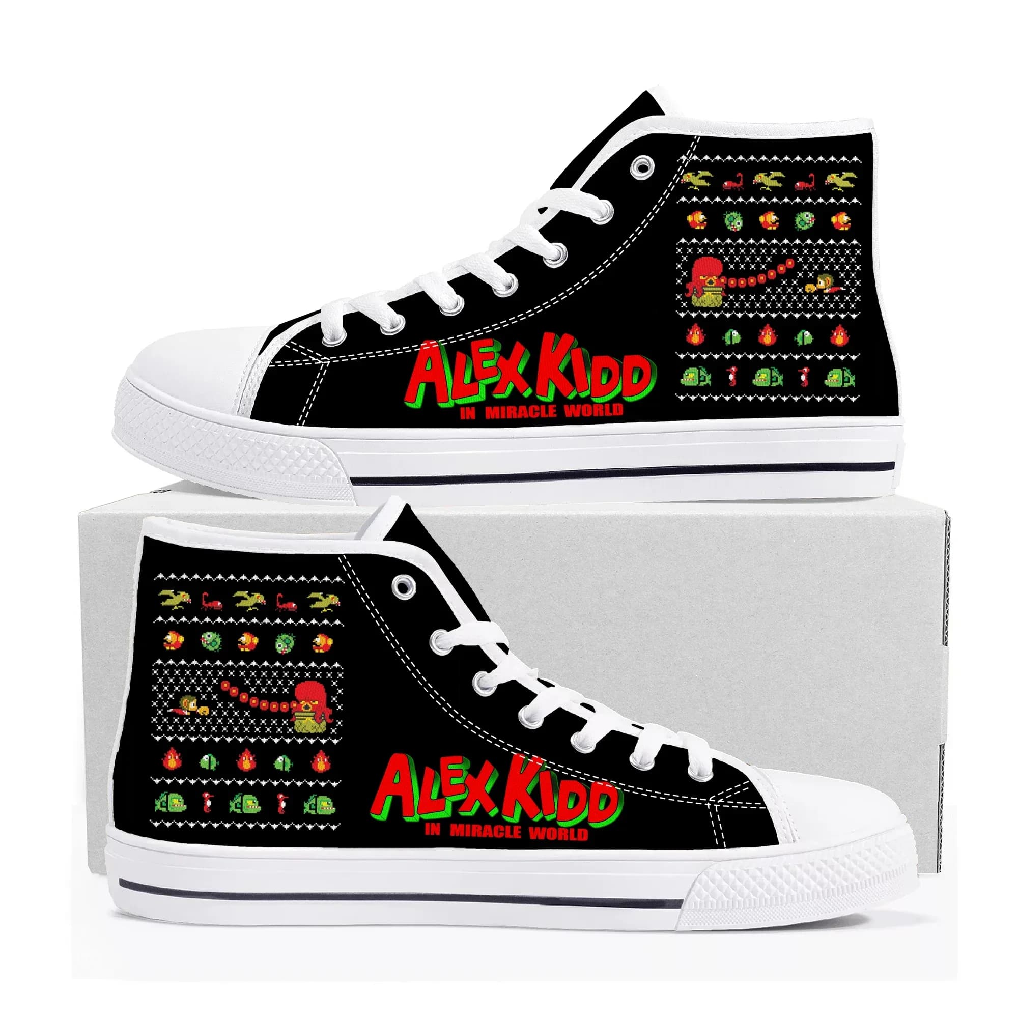 Alex Kidd High Top Sneakers Cartoon Game Mens Womens Teenager Fashion High Quality Canvas Shoes Casual Tailor Made Sneaker
