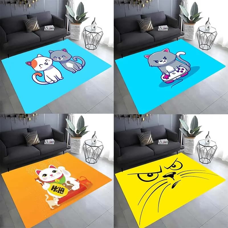 Cartoon Cat Pattern Floor Mat Door Decoration Home Living Room Floor Mat