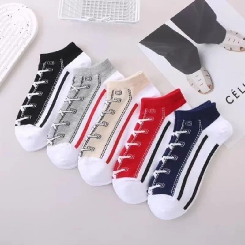 5 pairs of canvas shoes fashion spring summer versatile trend men's basketball socks low men's style sports pair slim