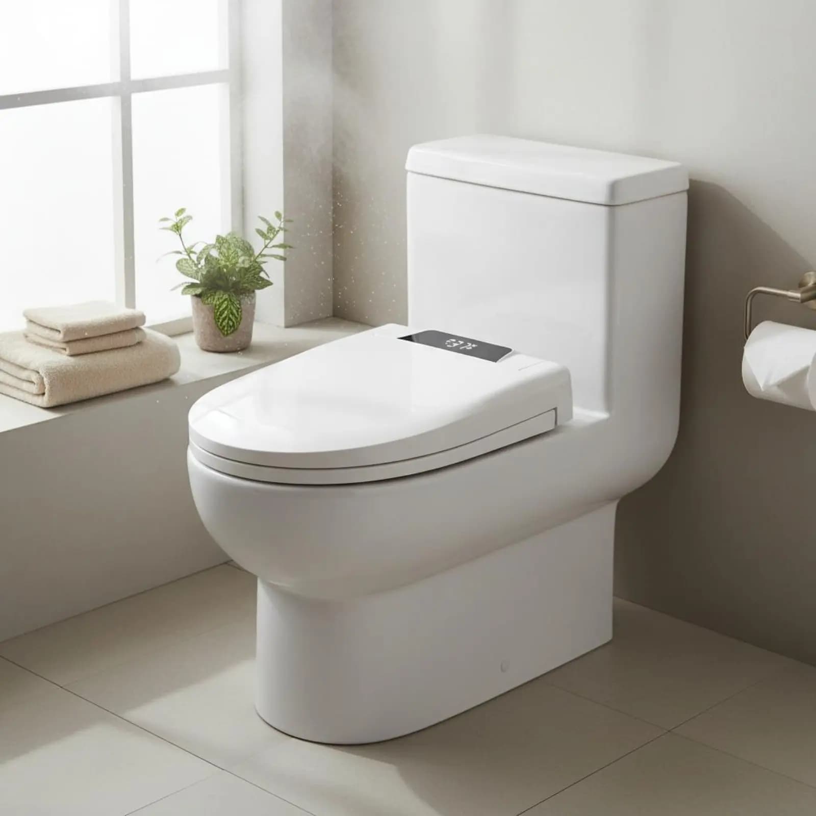 Sedile WC Bidet Intelligente con Riscaldamento Istantaneo, Coperchio Automatico, Getto d'Acqua Calda e Detergente, Ugello Autopulente