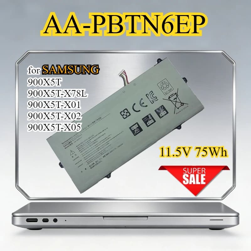 Batteria per Laptop AA-PBTN6EP per SAMSUNG 900X5T 900X5T-X78L 900X5T-X01 900X5T-X02 900X5T-X05, Batteria Sostitutiva 11.5V 75Wh