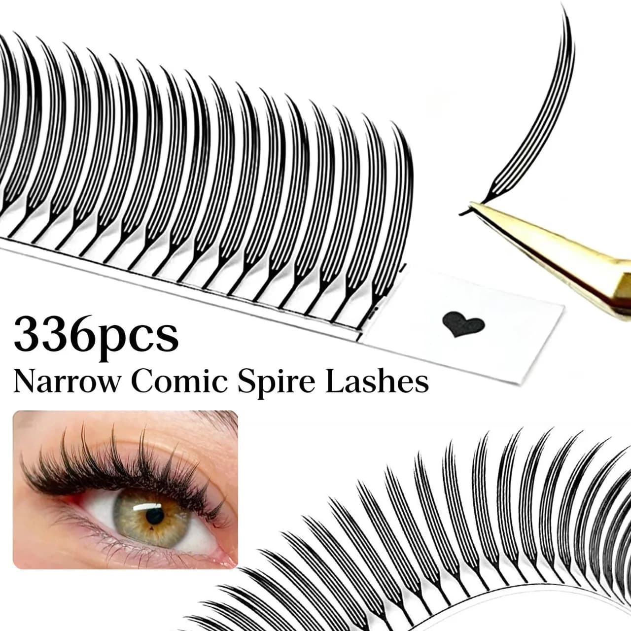 MIOFIA Nuove Ciglia Finte Comic Spire 3D Effetto Piuma Volume Russo Ciglia Naturali Morbide con Piccoli Spazi Extension Ciglia