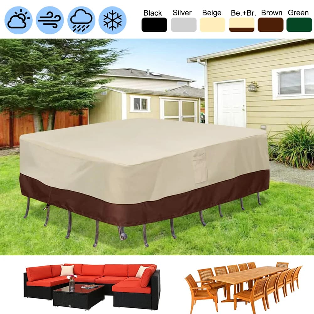 55 dimensioni HEAVY DUTY Set di mobili da giardino impermeabili per esterni Copertura da giardino Pioggia Neve Copertura anti-UV antivento per divano Tavolo Sedia
