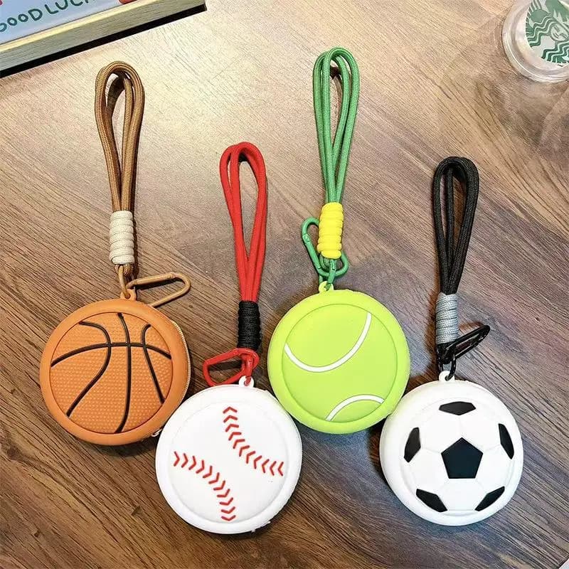 New Animated Carton Sports Bag, Keychain for Basketball, Football, Volleyball, Baseball, Auricolari Case