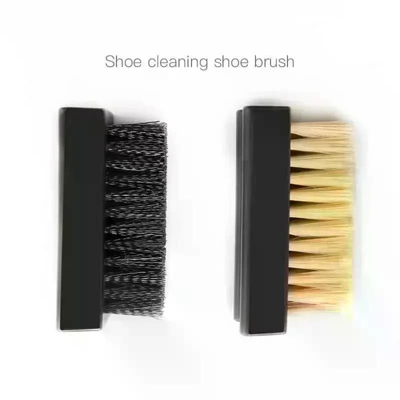 Spazzola per scarpe in nylon con setole morbide e rigide, spazzola per la pulizia a doppia faccia per scarpe in pelle e camoscio