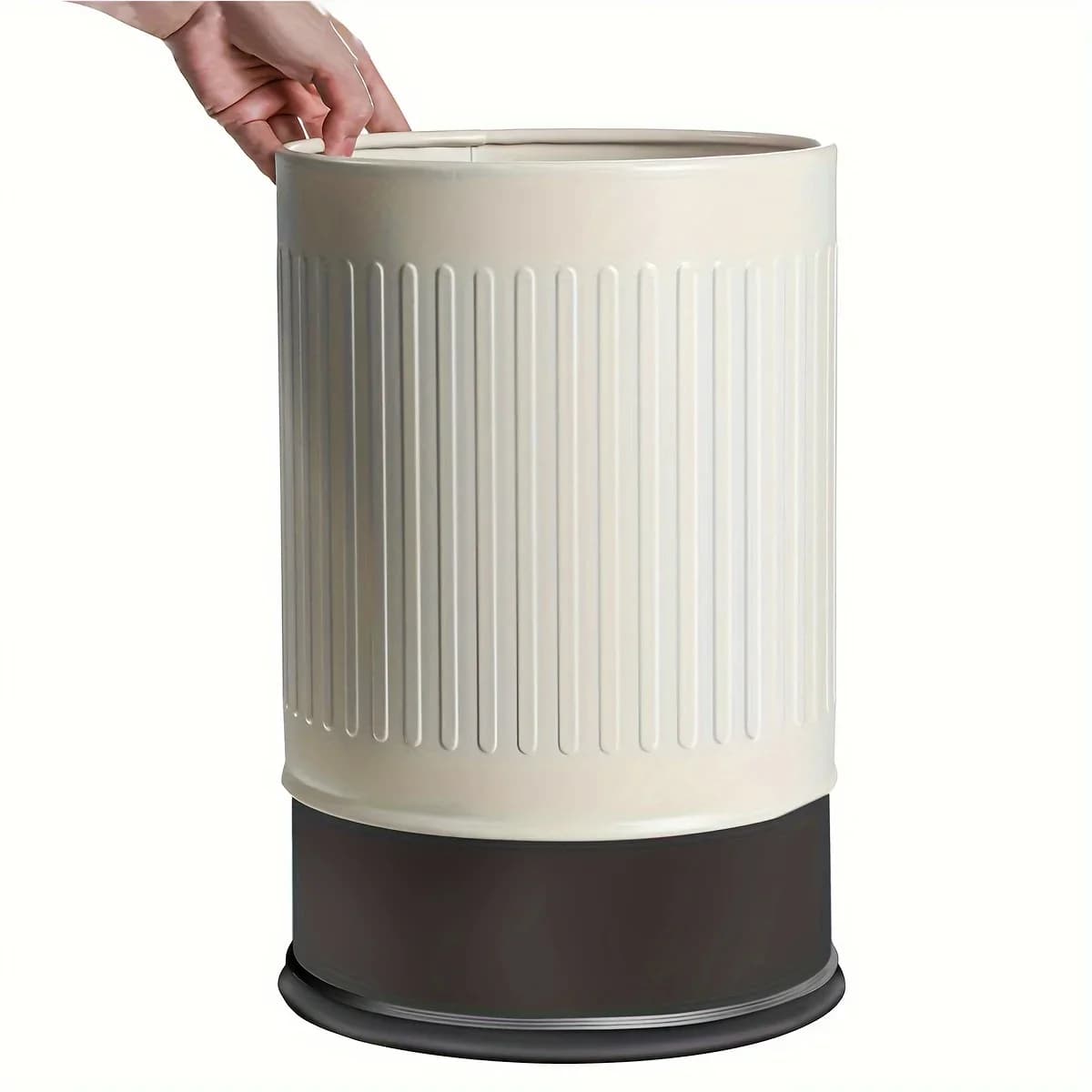 Cestino per Rifiuti Rotondo a Doppio Strato con Coperchio in Acciaio Inox, Base Antiscivolo, Contenitore Multiuso per Casa, Ufficio e Aree Pubbliche