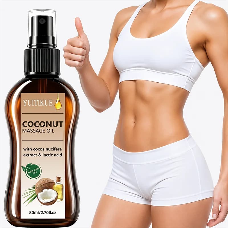 YUITIKUE 80ml Coconut Body Oil - Moisturizing Massage Oil with Lactic Acid for Nourishing Skin