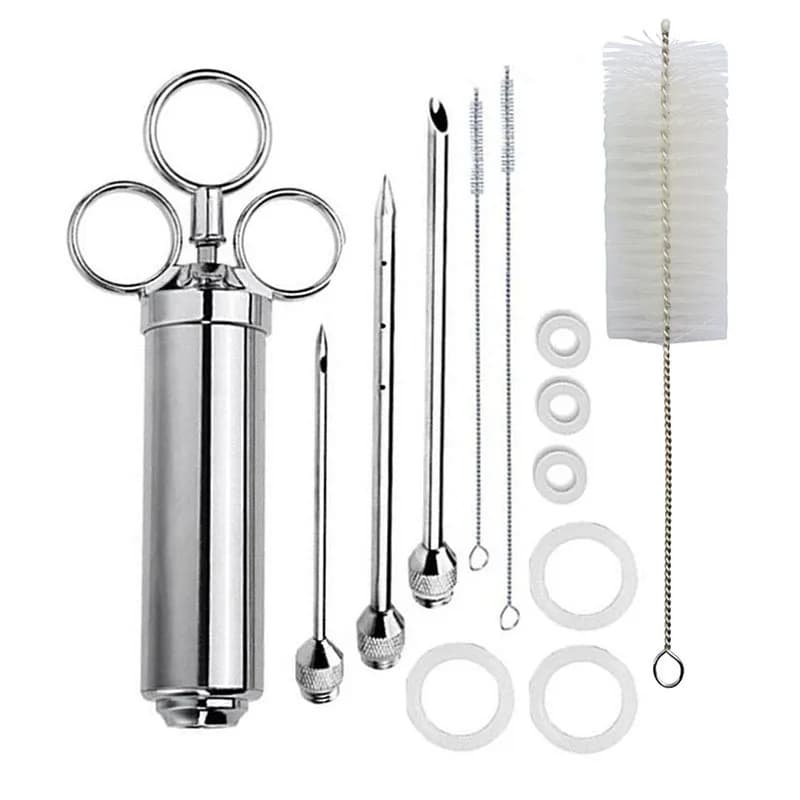 Kit iniettore marinata di carne in acciaio inossidabile griglia per uso alimentare tacchino BBQ condimento salsa sapore ago accessorio per siringa da cucina