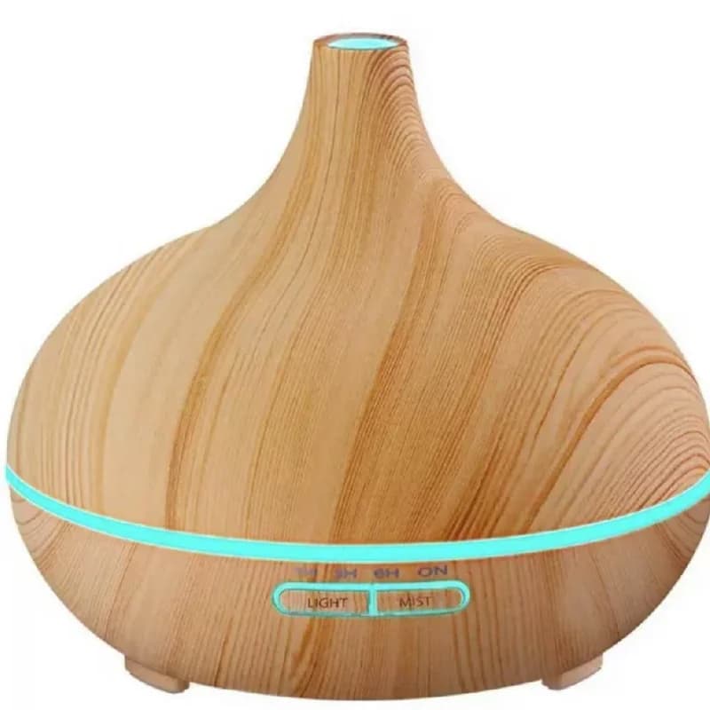 Umidificatore ad ultrasuoni con venature del legno da 500 ml con luci LED a 7 colori | Nebbia fredda silenziosa per dormire, alleviare lo stress e rinfrescare l'aria | Ess