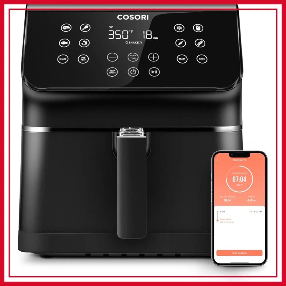 Friggitrice ad Aria Smart Pro 5.8QT: Funzioni 12-in-1 per Arrostire e Cuocere, Cestello Rimovibile, Compatibile con Alexa e Google