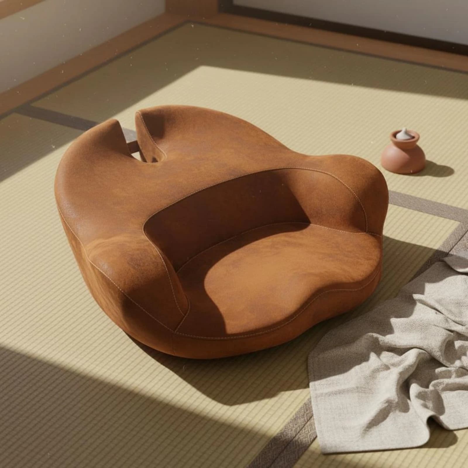 Meditation Seat Cushion Suede-Like Seat Cushion with Backrest Sitting Support Contoured Home Seating Detachable