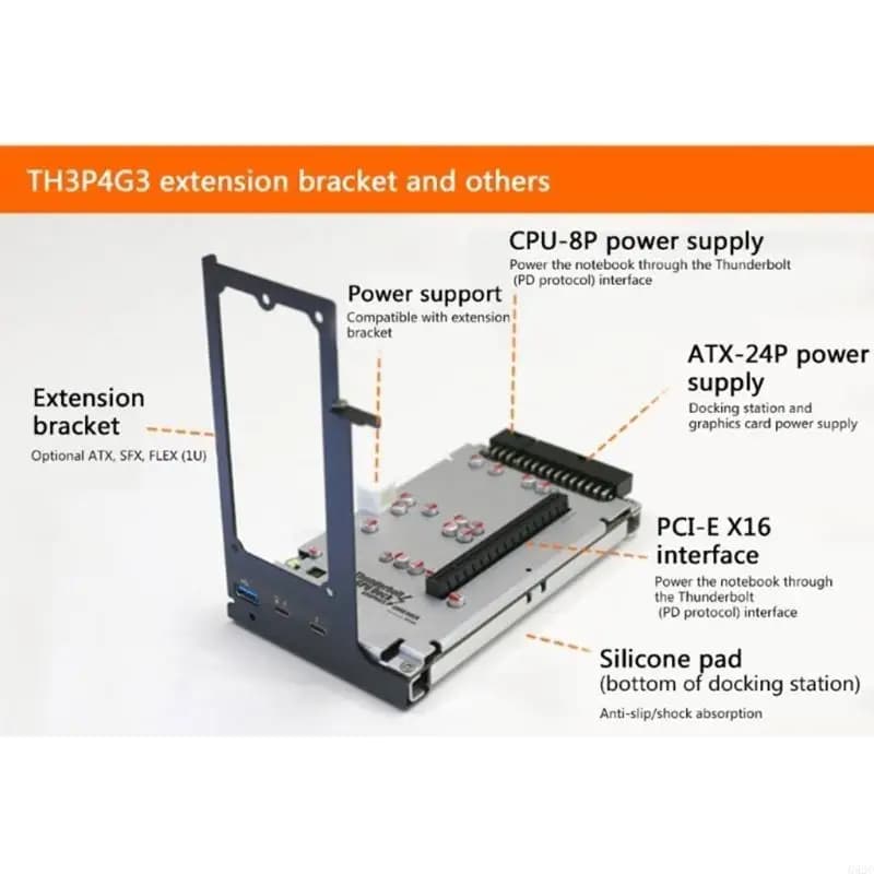 TH3P4G3 Custodia per con staffa alimentazione e base TH3P4G3 dock GPU K92C