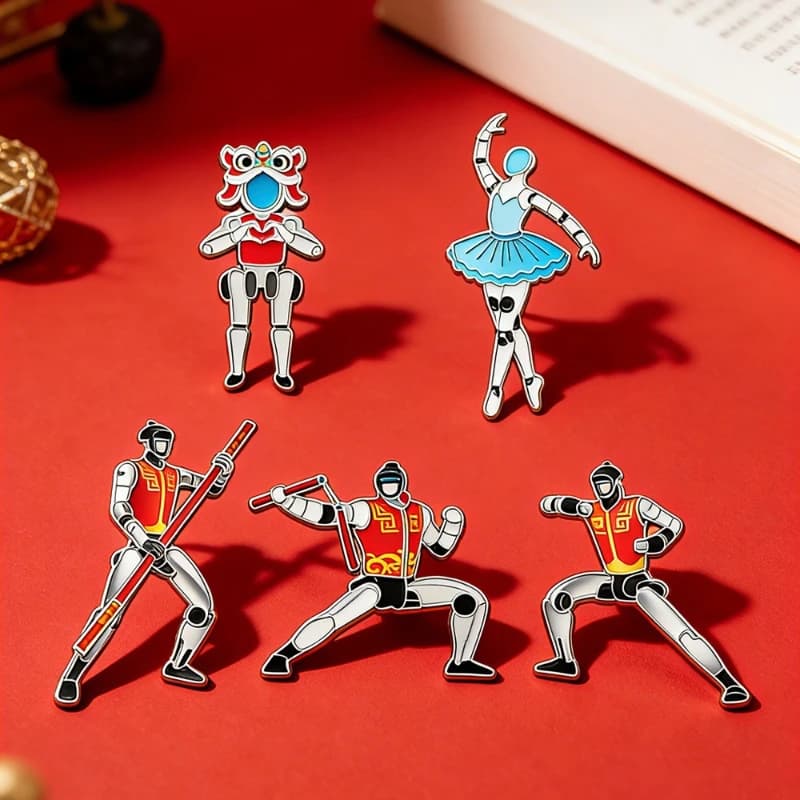 Cartoon AI Robot Brooch Mech Warrior Martial Arts Ballet Metal Badge Pin DIY Clothes Bags Shoes Hat Scarf T-shirt Jeans Unisex