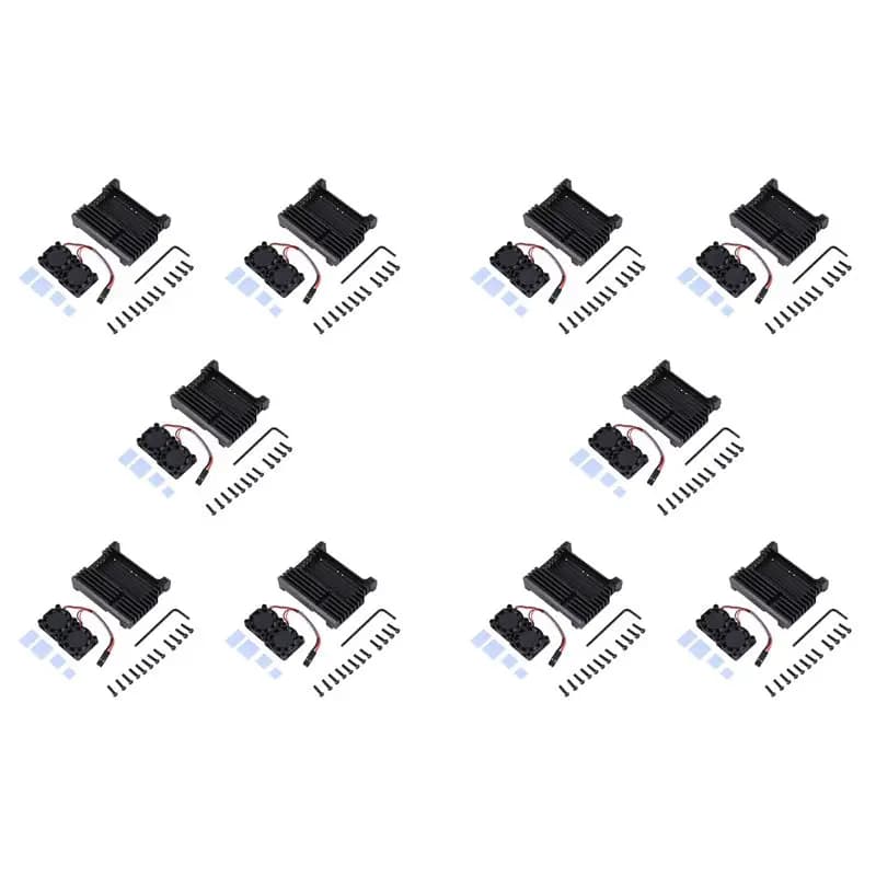 Exquisite-10X for Raspberry Pi 4, aluminium case with double cooling fan, black metal shell for Raspberry Pi 4 Model B