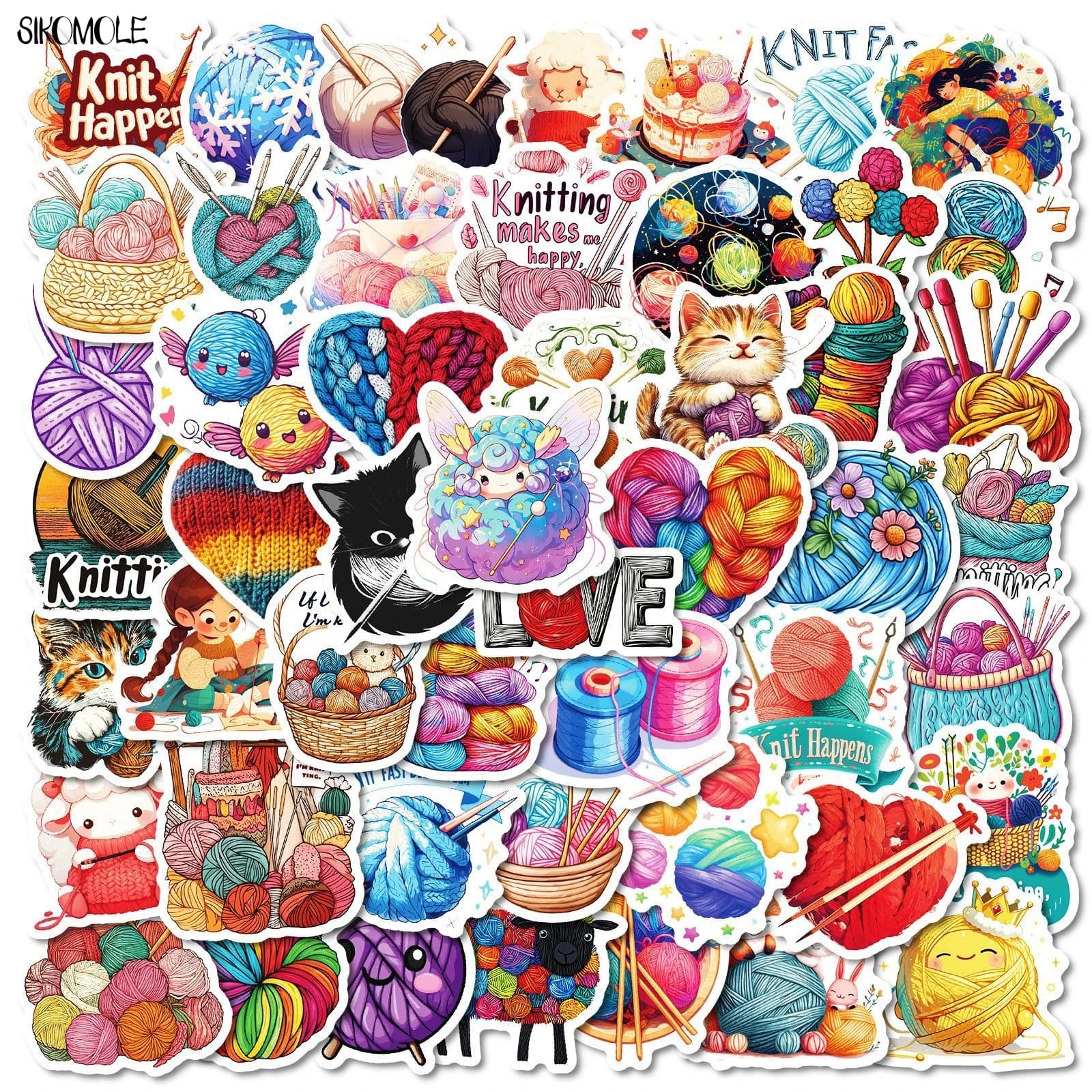 10/30/50PCS Kawaii Lavoro A Maglia Graffiti Adesivi Simpatico Cartone Animato Maglia Filato di Lana Estetica FAI DA TE Per Bambini Bagagli Da Viaggio Decalcomanie pacchetto di adesivi