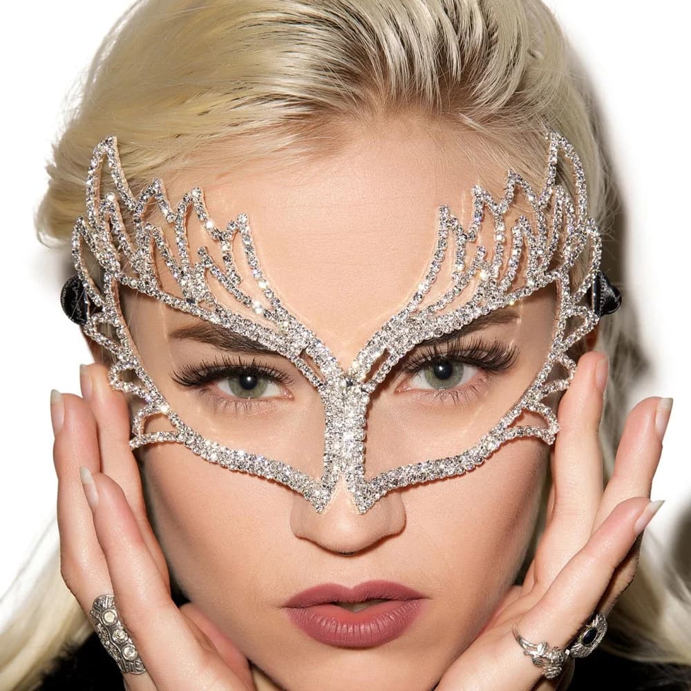Gioielli per maschera in maschera di lusso Accessori per maschera per feste di Natale con strass scintillanti alla moda