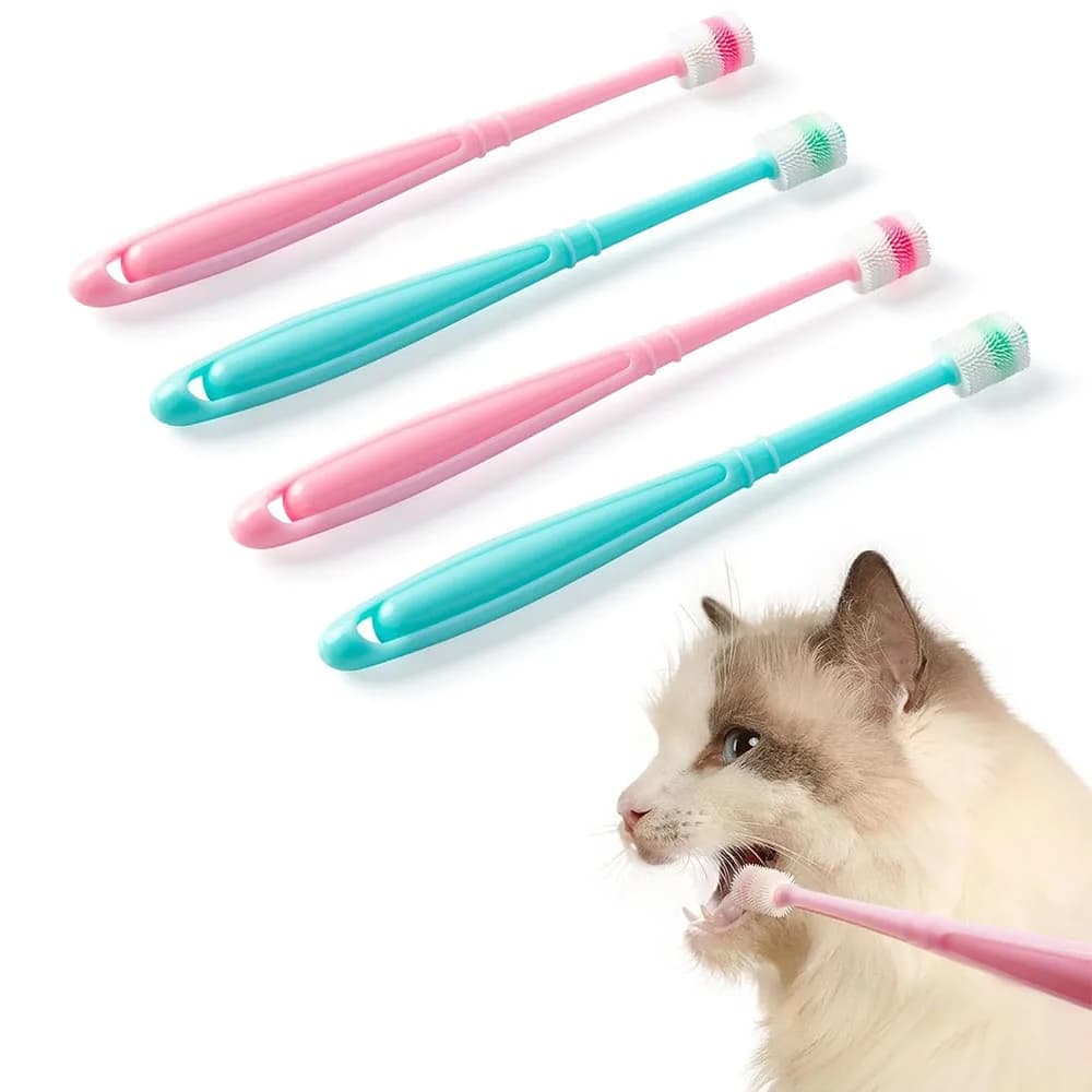 360° Soft Silicone Pet Toothbrush, Portable Dental Cleaning Brush with Suction Cup Holder, Easy Grooming Toothbrush