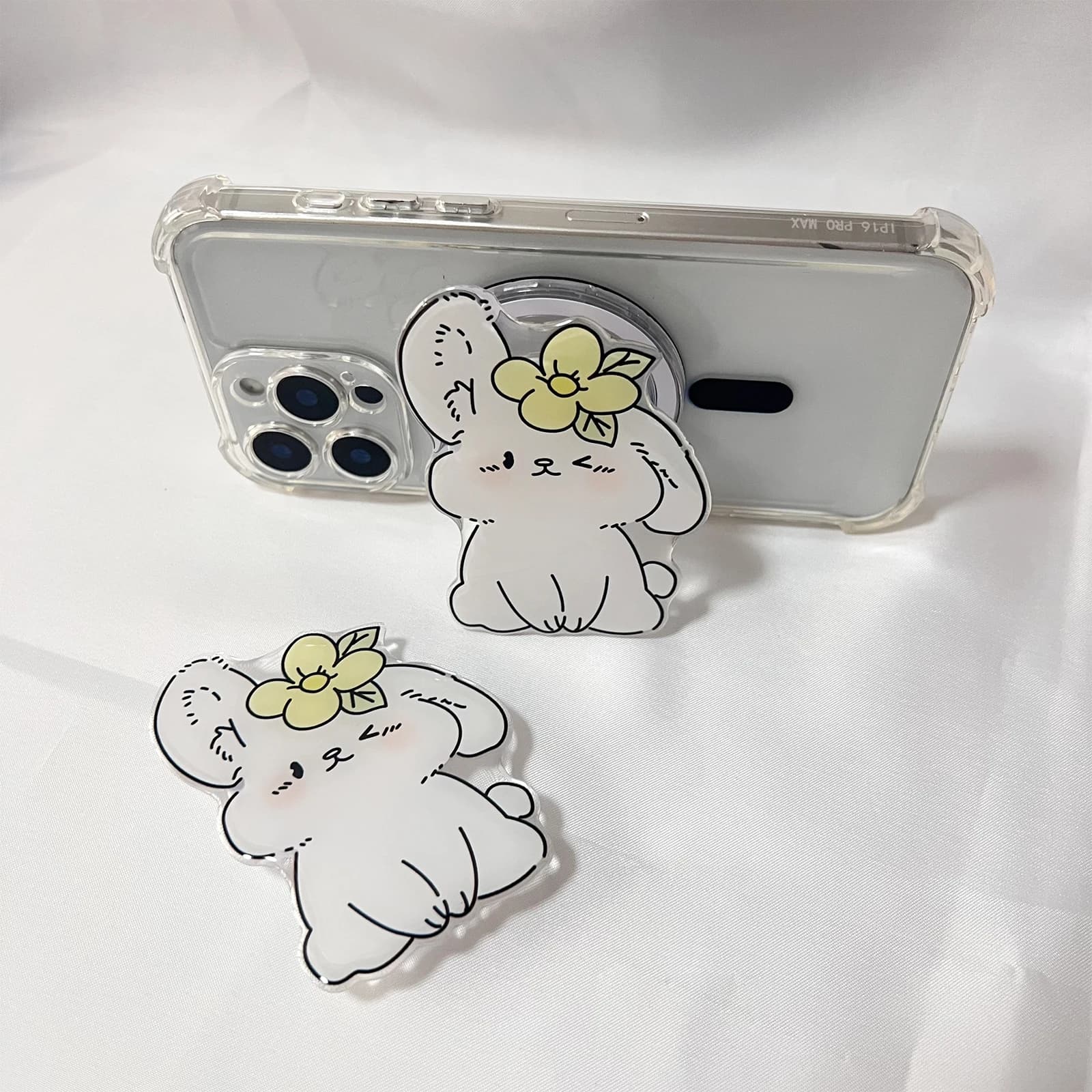 Cute Pet Lovely Rabbit Phone Holder Griptok Support For iPhone 17 Pro Max 16 Pro Max Cases Grip Tok Socket Bracket Girl Gift