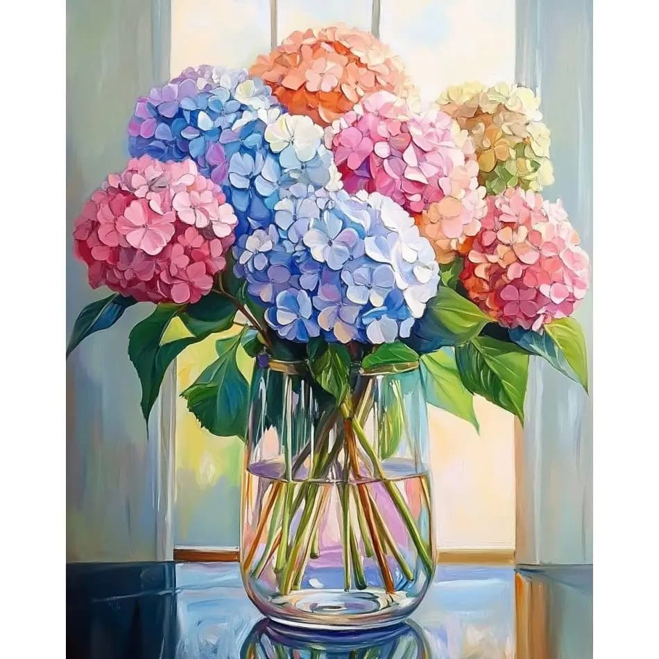 RUOPOTY Hydrangea 5d Diamond Painting Kits For Adults For Adults Rhinestone Art Crafts Flower Full Round Craft Supplies Home