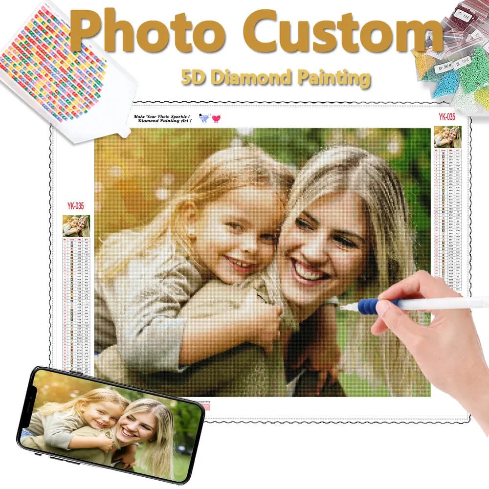 HUACAN Foto Pittura Diamante Personalizzato 5D Immagine Fai da Te Strass Ricamo Mosaico Bambini Genitori Regali Commemorativi Decorazione Della Parete
