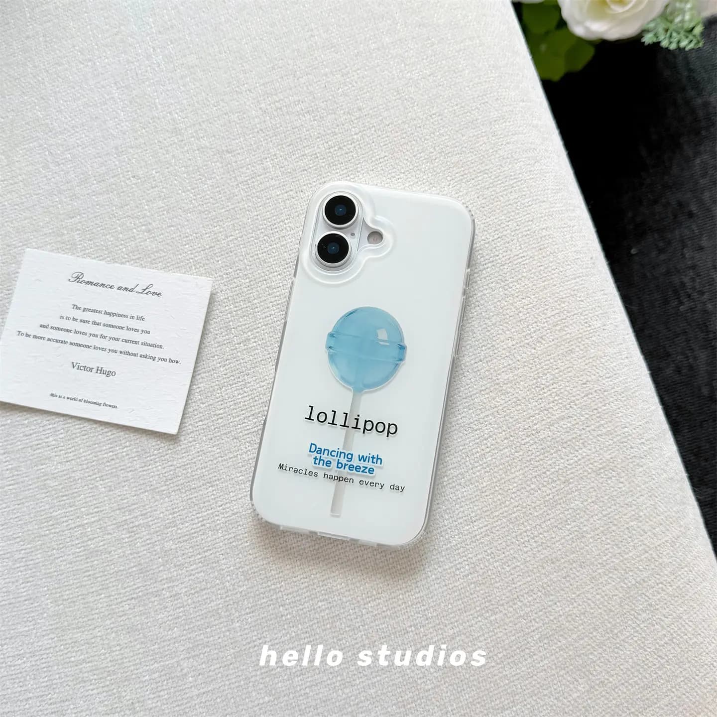 Creativity Blue Lollipop Letters Phone Case For iPhone 17 Air 16 Pro Max 15 14 Plus 13 12 11 Shockproof Silicone Back Cover