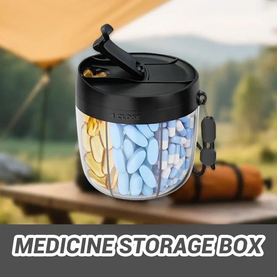 Organizer for pills to 7 compartments, large container for supplements, carry travel pills for 7 different vitamins, container for straws