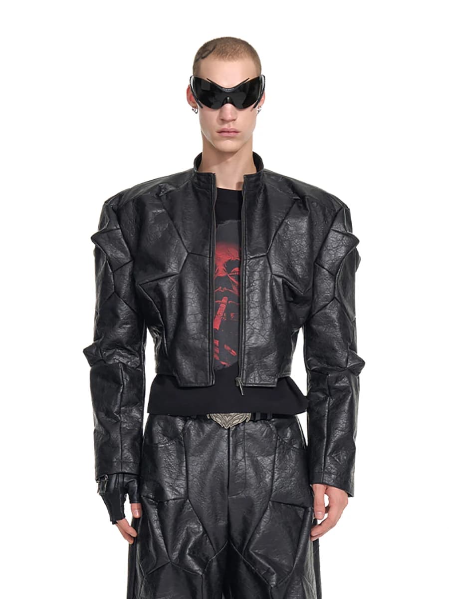 Mauroicardi Spring Autumn Cool Handsome Short Deconstruction Pu Leather Jacket Men Luxury Designer Punk Style Clothes Streetwear