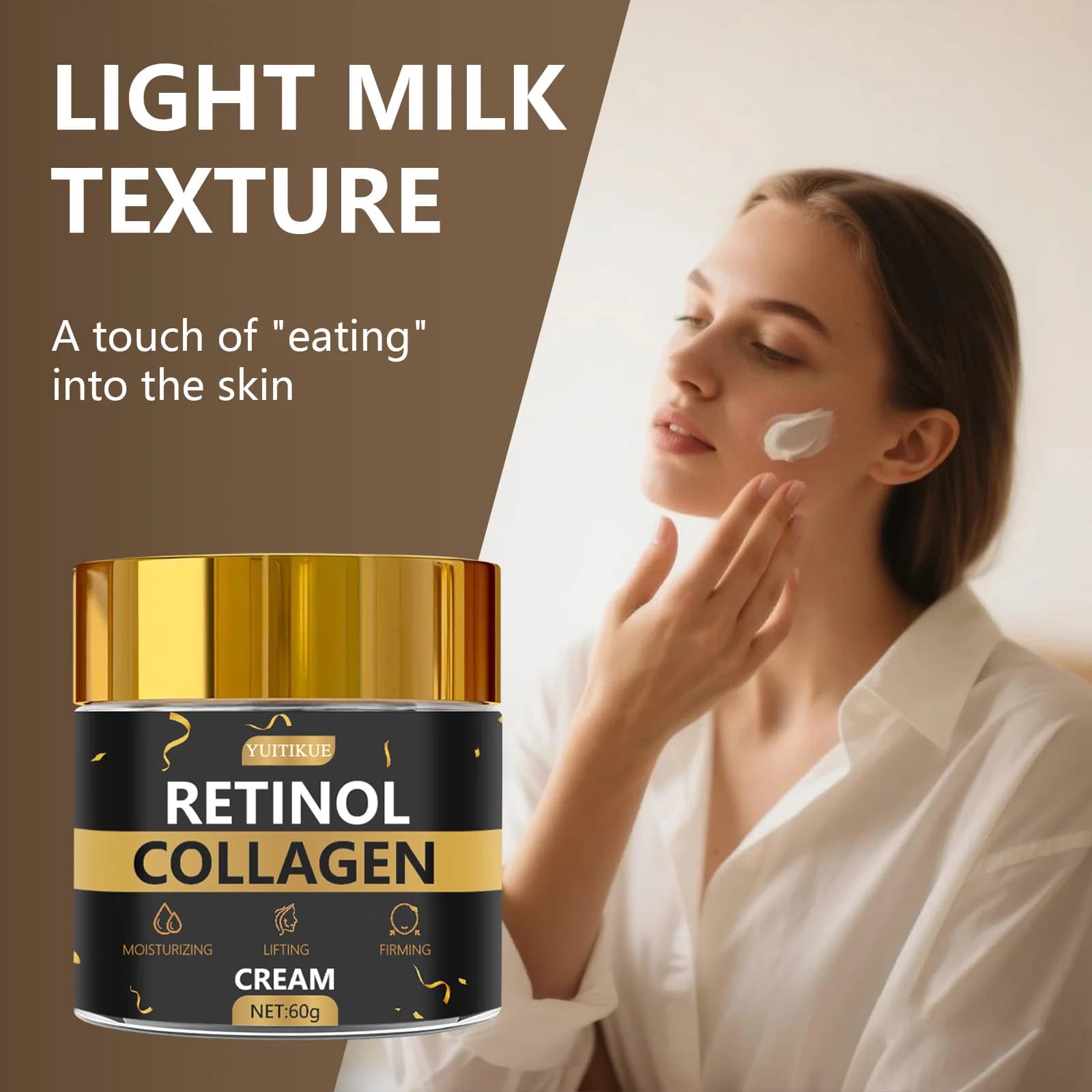 YUITIKUE Crema al Retinolo e Collagene, Idratante Rassodante Effetto Lifting, Leggera Non Appiccicosa, Cura della Pelle Profondamente Idratante