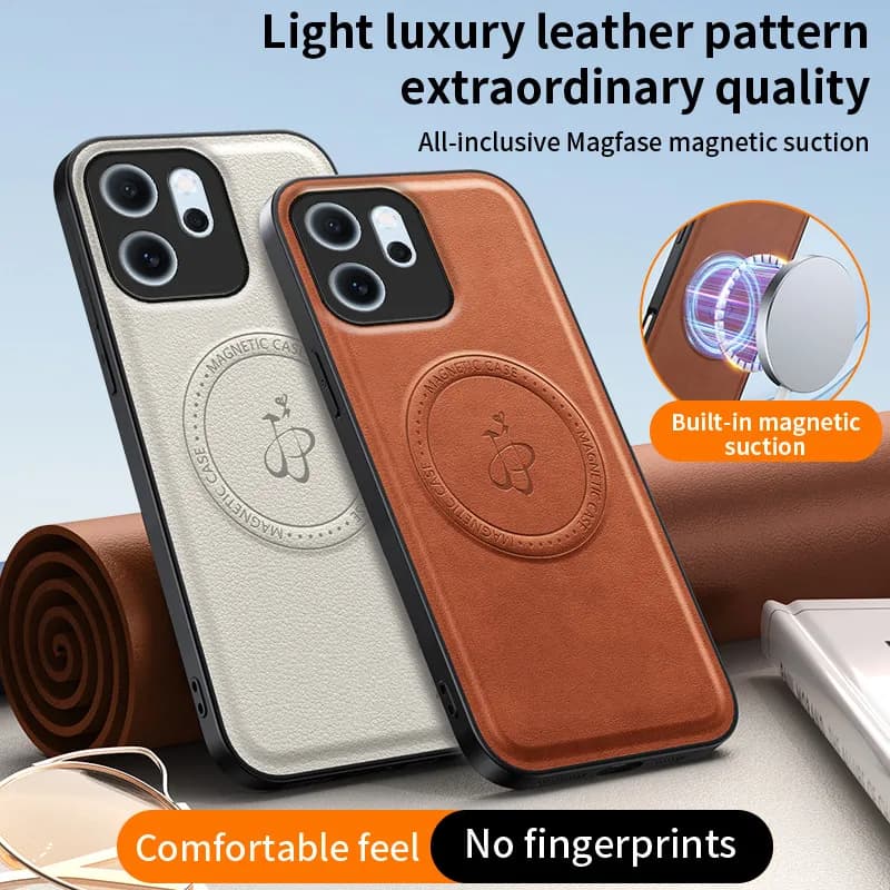 Wireless charging magnetic case for OPPO Reno 14F Reno14 F 5G Protective Case PU Coque Funda