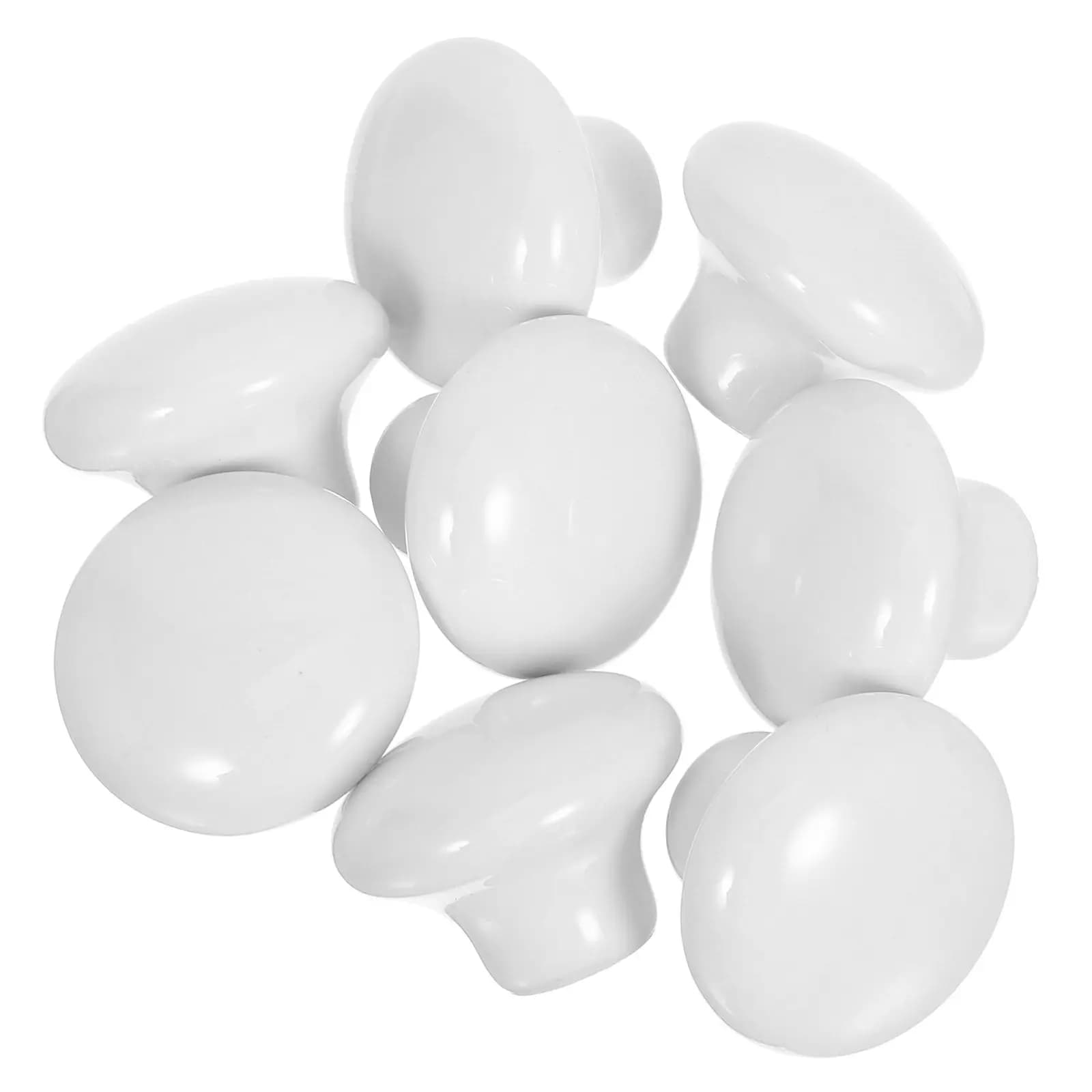 Set di 8 Maniglie per Cassetti in Ceramica, Design Moderno e Minimalista, Universali 1,18 x 0,98, in Porcellana Bianca, per Cucina e Bagno
