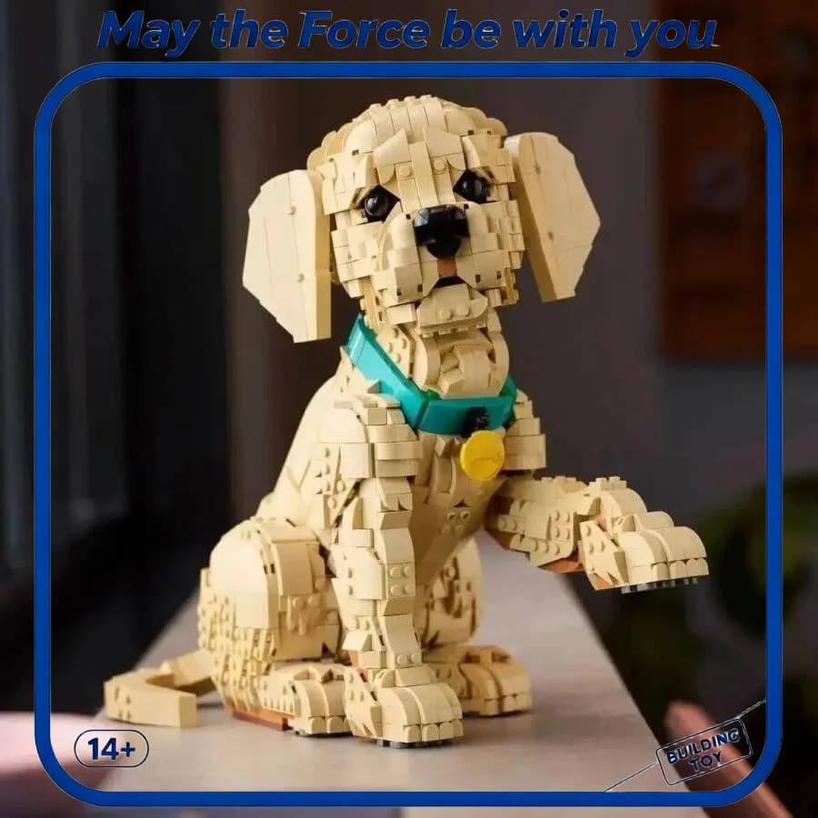 NEW 2102pcs Golden Retriever Puppy Bricks Model Building Blocks Ideas ANIMAL Dog Assemble Toys for Home Decor Adults Gifts