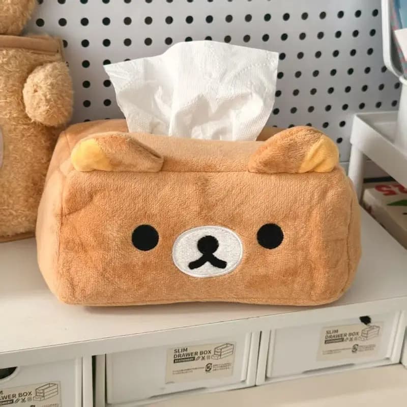 Porta fazzoletti in peluche a forma di orsetto Rilakkuma, simpatico e divertente, con apertura facilitata, organizer per salviette di carta, decorazione per la casa, regalo per ragazze.