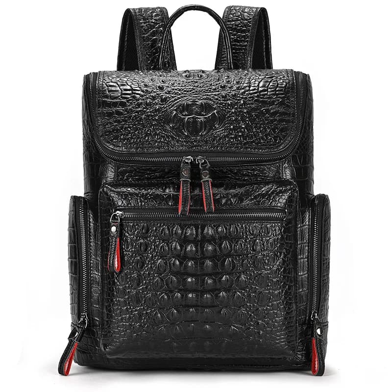 Zaino per laptop da 15,6 pollici in vera pelle di coccodrillo Borse da viaggio da uomo Bagpack Zaino grande impermeabile per zaino per adolescenti